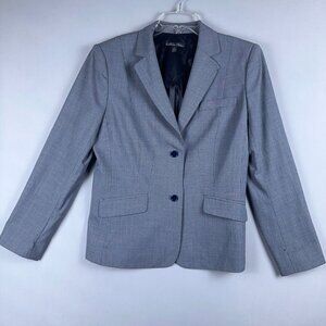Brooks Brother Blazer Coat Houndstooth Mens Size 14 Single Breasted Blue White